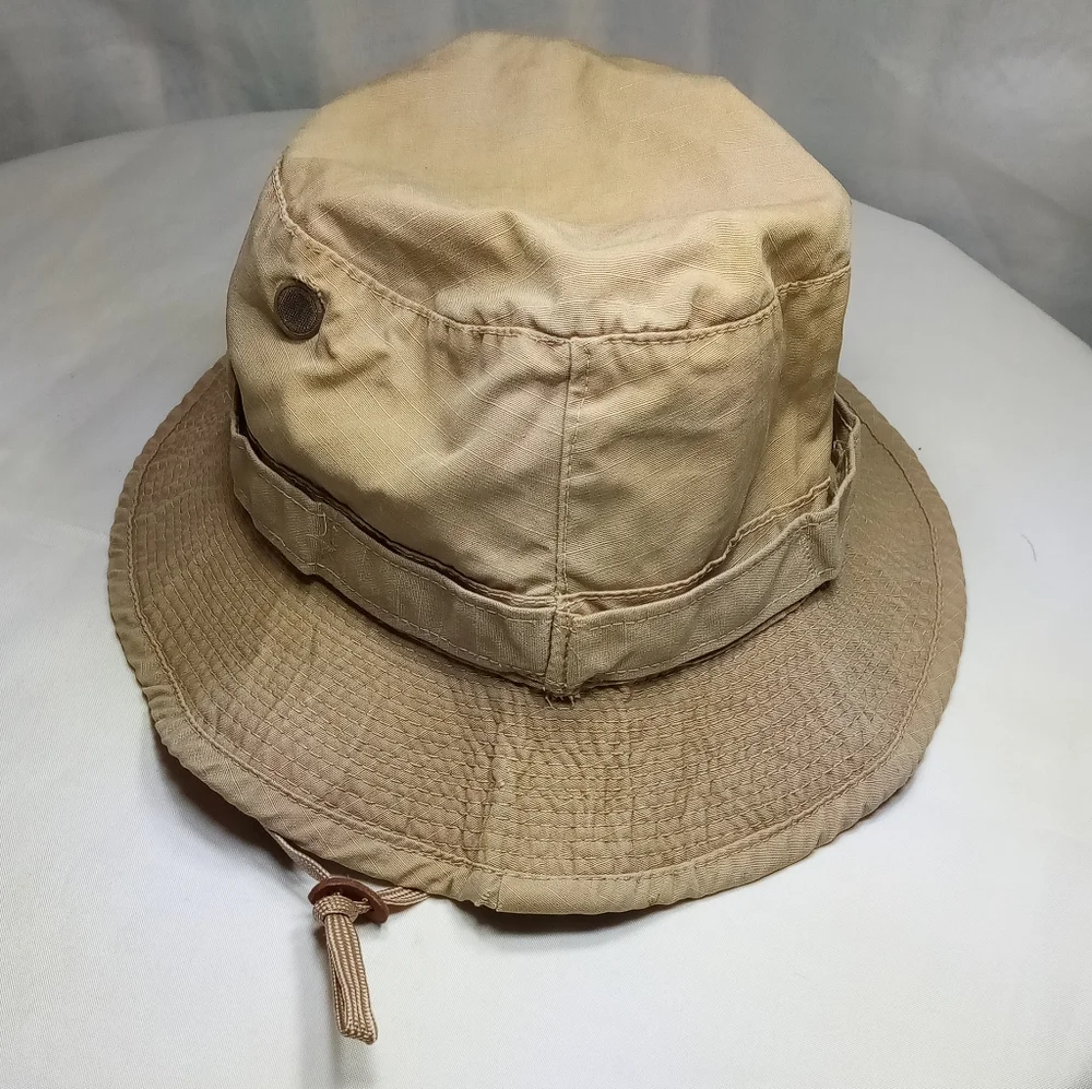 Tan Hot Weather Hunting Fishing Boonie Jungle Sun Hat Sz 7.5 - Picture 2 of 12